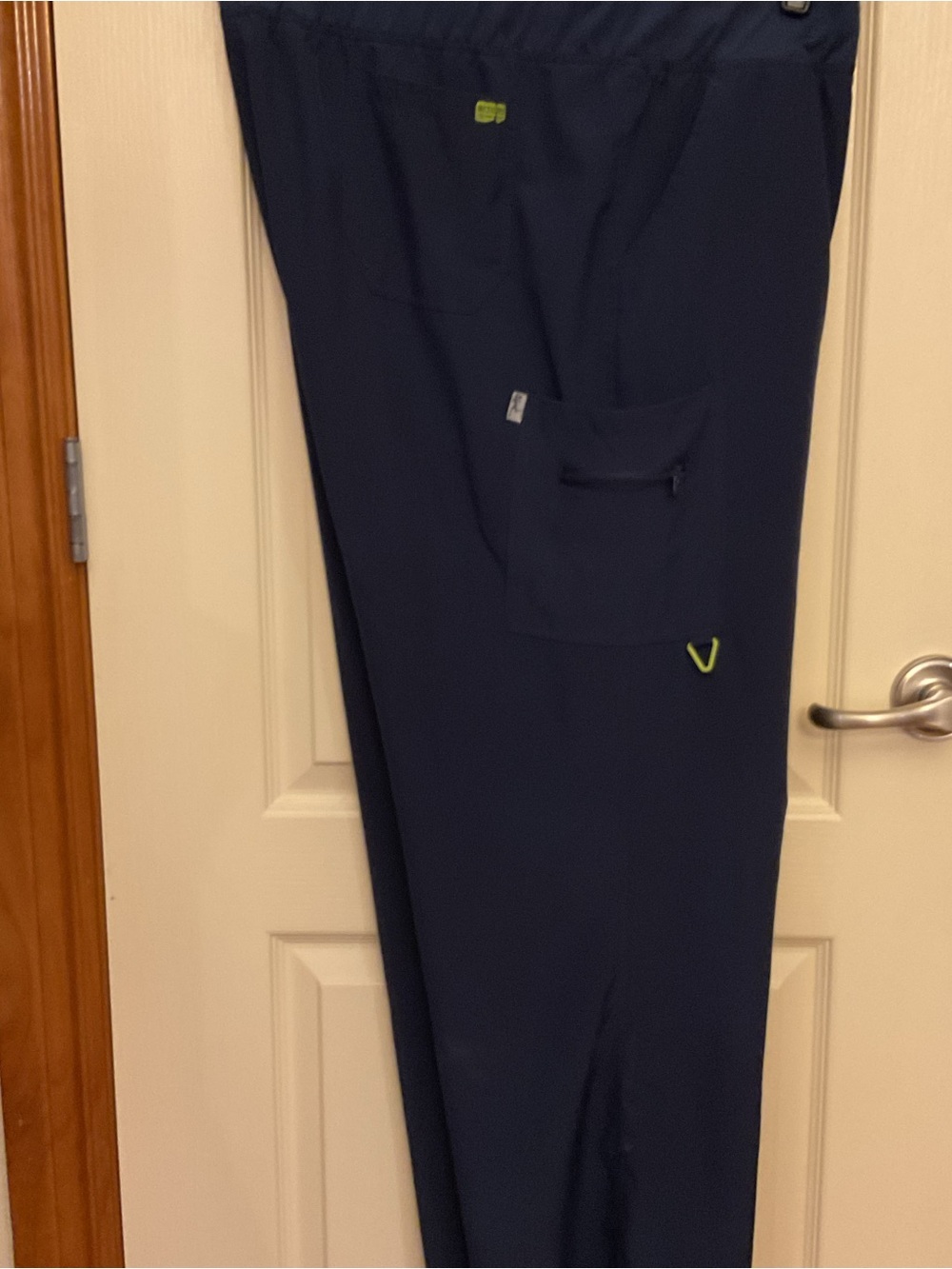 Med Couture Straight Leg Scrub Pants in Navy with Lime Accent 2XL Women’s Plus